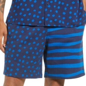 Nordstrom by Christina Martinez Fleece Shorts Navy Dot Paint Stripe 2XL